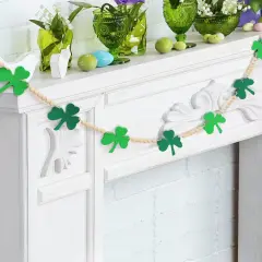 AKEROCK St Patricks Day Garland, Felt Shamrock Banner with Wooden Beads for St Patricks Day Decor, St Patricks Day Decorations for The Home, Saint Patricks Day Decorations