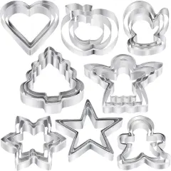 Christmas Cookie Cutters Set - 24 Pcs Holiday Cookie Cutter with 8 Shapes