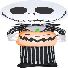 3.5' Gemmy Airblown Inflatable Nightmare Before Christmas Jack Skellington Holding Jack O' Lantern Yard Decoration 228683