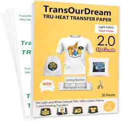 Upgraded Iron on Heat Transfer Paper for T Shirts (20 Sheets, 8.5x11")