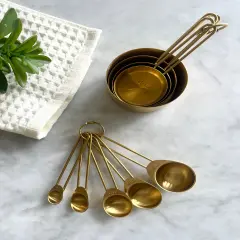 Solid Gold Measuring Cups & Spoons Set of 8 &ndash; Elegant & Functional