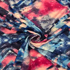 1 Yard Geometric Galaxy Print Spandex Fabric for Activewear Swimwear Leggings Dancewear 58/60 Inch Width