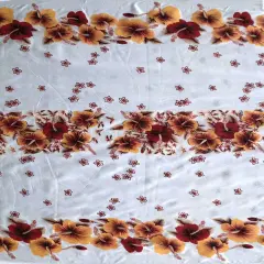 1 Yard Hibiscus Triple Border Print Polyester Fabric for Sewing, Apparel, and Craft Projects 60 Inch Width Gold