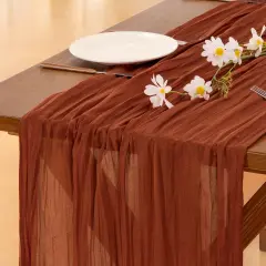 Terracotta Summer Fall Cheesecloth Table Runner
