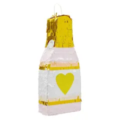 16.5 In Champagne Pinata for Bridal Shower, Bachelorette Party Game, 21st Birthday Party Supplies (16.5 x 7 x 3 In) Multicolor