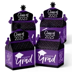 Big Dot of Happiness Purple Grad - Best is Yet to Come - Treat Box Party Favors - 2025 Purple Graduation Party Goodie Gable Boxes - Set of 12