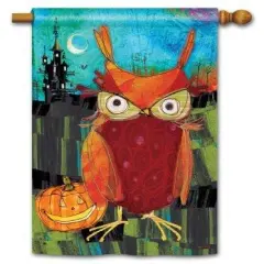 Happy Owloween Halloween Banner 2 Sided House Flag