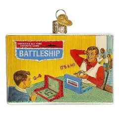 Old World Christmas 2.75 In Battleship Christmas Tree Ornament , Strategy Guessing Game Multicolored