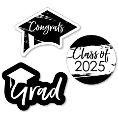 Big Dot of Happiness Black and White 2025 Graduation Party - DIY Shaped Cut-Outs - 24 Count