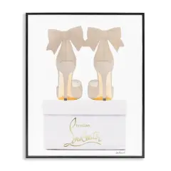 Stupell Industries Beige Bow Heels Framed Giclee Wall Art Design by Amanda Greenwood