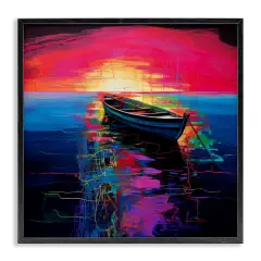Stupell Industries Boat in Bold Sunset Framed Giclee Wall Art Design by Leah McLean