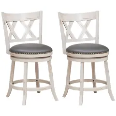 Costway 25.5'' Hand-Antiqued Bar Stool Set of 2 Swivel Counter Height 20'' Wider Seat