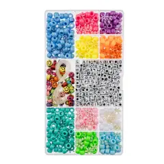 John Bead 600-Piece Assorted Plastic Alphabet Pony Beads Jewelry Making Beads Box Alphabet & Pony Bead