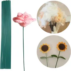 50 Pcs Floral Stems Wire,2 Gauge Florist Flower Wire Stems for Making Flower Arrangement,16 Inch Floral Wire Stems Florist Wire for Bouquet DIY Stem Wrapping and Handcrafts(Green)