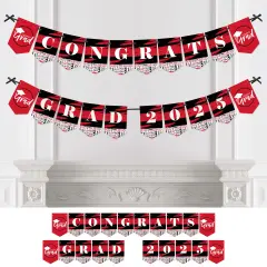 Big Dot of Happiness Red Graduation Bunting Banner - Party Decorations - Congrats Grad 2025
