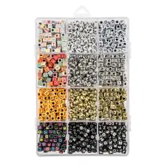 John Bead Assorted Plastic Alphabet Jewelry Making Beads Box Square Alphabet