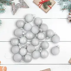 Northlight 2-Finish Mini Christmas Glass Ball Ornaments - 1" (25mm) - White - 24pc