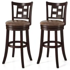 Costway Set of 2/4 Bar Stools 30" Swivel Bar Chairs with Footrest, Lattice Backrest