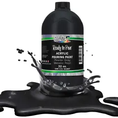 Pouring Masters Pewter Gray Bark Metallic Pearl Ready to Pour Acrylic Pouring Paint - Premium 32-Ounce Pre-Mixed Fluid Acrylic Paint - Fluid Art Supplies for Canvas, Wood, Paper, Tile & Rocks