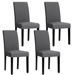 Costway Set of 4 Fabric Dining Chairs w/Nailhead Trim