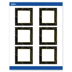 Avery Printable Square Labels with Sure Feed Technology, Pre-Printed Black Border with Gold Pattern, Matte White, 3" x 3", Laser & Inkjet Compatible, 60 Total