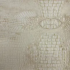 1 Yard Two Tone Gator Faux Leather Vinyl Fabric Upholstery Handbags Durable 56" Width Beige | Gold