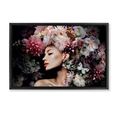 Stupell Industries Nature Florals Female Portrait Framed Floater Canvas Wall Art Design by Reinders