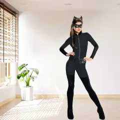Women&rsquo;s Catwoman Costume with Jumpsuit Eyemask and Belt for Comic Events