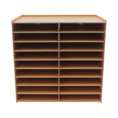 18 Grids Paper Tray Organizer Wood Desktop File Organizer for Home Office School