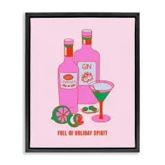 Stupell Industries Funny Holiday Spirit Drinks Floater Framed Canvas Wall Art Design by House of Lulu