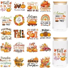 Pumpkin Maple Leaf Transfer Sticker - 20 PCS