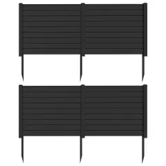 Costway 2 PCS 48"L x 37.5"H Air Conditioner Fence Screen Panel Kit with 3 Ground Stakes Black/White