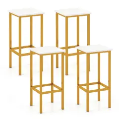 Costway 4 PCS 26"Bar Stool Set with Metal Frame Footrest Backless Counter Height Stool Brown