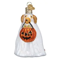 Old World Christmas 3.25 In Trick Or Treat Pooch Halloween Tree Ornament , Jack-O-Lantern White