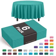 Exquisite Disposable Round Plastic Tablecloths &ndash; 6 Pack 84" Disposable Table Cloths &ndash; Indoor/Outdoor Party Tablecloth &ndash; Round Plastic Table Cover for Events & Party Supplies Teal