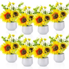 Pieces Artificial Summer Sunflower Potted PlantsCenterpieces for Tables