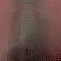 1 Yard 3D Embossed Gator Vinyl Fabric Faux Alligator Upholstery Craft Material Durable 56" Width Dark Wine Red