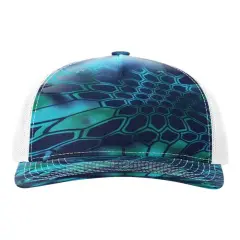 Richardson&reg; Five-Panel Printed Trucker Cap Kryptek Pontus/White