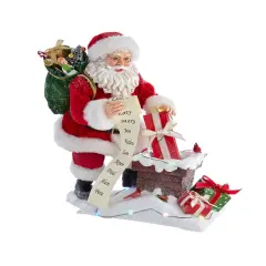 10.5" Fabrich&eacute;&trade; Battery-Operated Lighted Chimney Santa