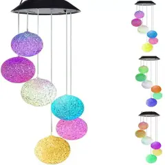 Solar Color Changing LED Ball Wind Chime Garden Yard Hanging Light Lamp Decor