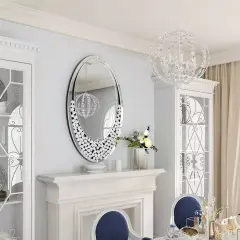Oval Bathroom Mirror for Wall Mounted Large Shine Tear-drop Decor Vanity Mirror