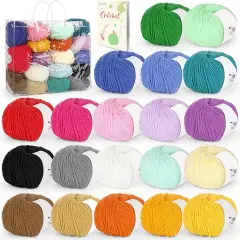 20 Skeins Cotton Yarn for Crocheting Knitting- Sport Weight Yarn 55% Cotton 45% Acrylic Yarn-Crochet Cotton Yarn w/Basic Instructions-Milk Cotton Yarn-Soft Knitting Yarn