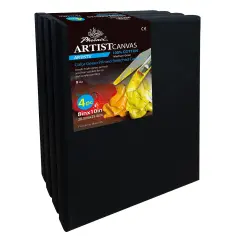 Black Stretched Canvas, 8x10 Inch/4 Pack - 3/4 Inch Profile, 8 Oz Quadruple Gesso Primed 100% Cotton Blank Black Canvases for Acrylic, Oil, Tempera, Metallic, Neon Painting & Crafts