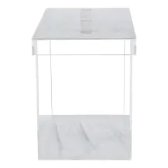 Lucite Cookie Jar with Lid White Marble Design