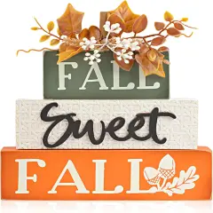 Rustic Wooden Maple Leaf Block Sign Tabletop Decor