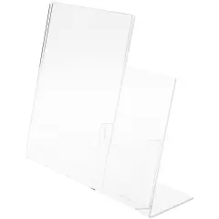 Plymor Clear Acrylic Slanted-Back Countertop Sign Holder with Tri-Fold Brochure Pocket on Right, 11" H x 13" W x 5" D