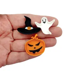 Tiny Halloween Plates for 1:12 Scale Dollhouse Decor, 3 pcs, Witch Hat Pumpkin & Ghost, Adorabilities