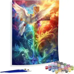 Paint by Numbers for Adults Cross, DIY Oil Painting Christ Acrylic Paint by Number Kits for Kids Adults Beginner for Home Wall Decor 16x20 inch