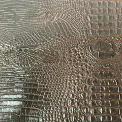 1 Yard 3D Embossed Gator Faux Leather Vinyl Fabric Durable Upholstery Handbags 56" Width Dark Brown