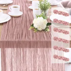 6-Pack Dusty Pink Cheesecloth Table Runners &ndash; 10FT (35x120 Inch)